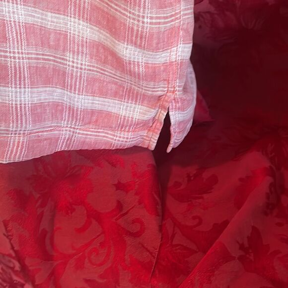 Tommy Bahama Mens Linen Button‎ Down Shirt Sleeve Shirt Pink Plaid XXL Vintage - Picture 6 of 9
